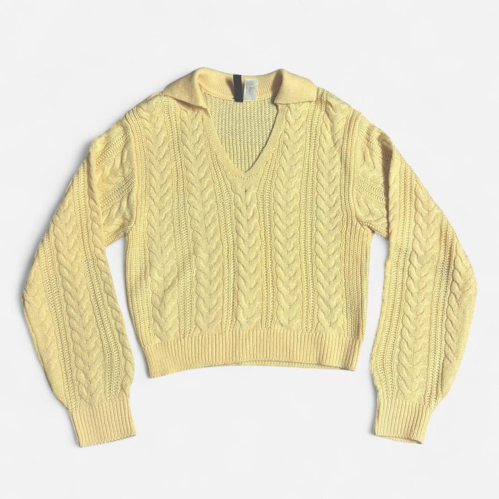 Pastel/baby yellow cable knit sweater - H&M (Size XS)